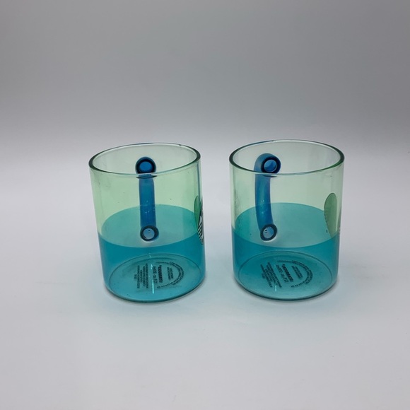 Set Of Two 2021 Starbucks Blue Handled Glass Coffee Mug Cup 12 Oz - Picture 5 of 9